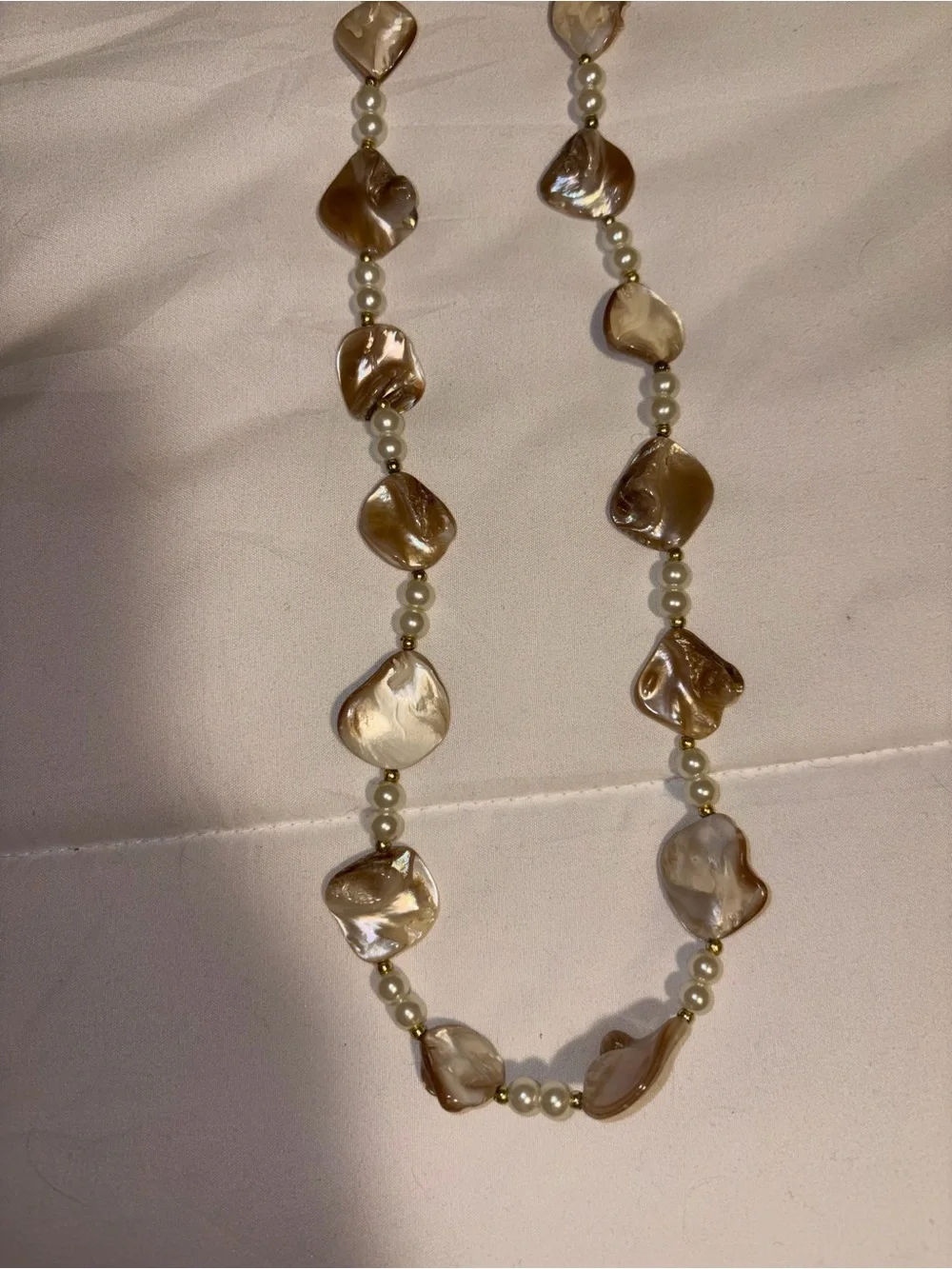 Elegant Brown Shell & Pearl Bead Necklace - Women's Jewelry